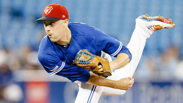 TORONTO, ONTARIO - JULY 5: Aaron Sanchez #41 of the Toronto Blue Jays pitches to the Baltimore Orioles in the second inning during their MLB game at the Rogers Centre on July 5, 2019 in Toronto, Canada.