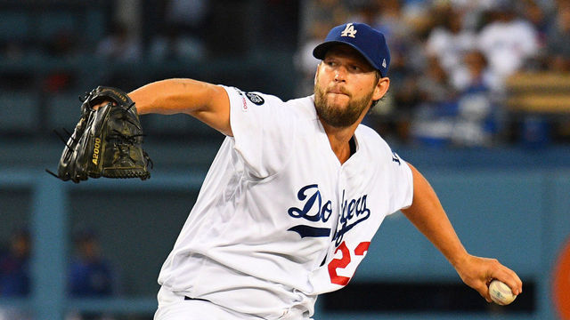 LOS ANGELES, CA - AUGUST 01: Los Angeles Dodgers pitcher Clayton Kershaw (22) throws a pitch during a MLB game between the San Diego Padres and the Los Angeles Dodgers on August 1, 2019 at Dodger Stadium in Los Angeles, CA.