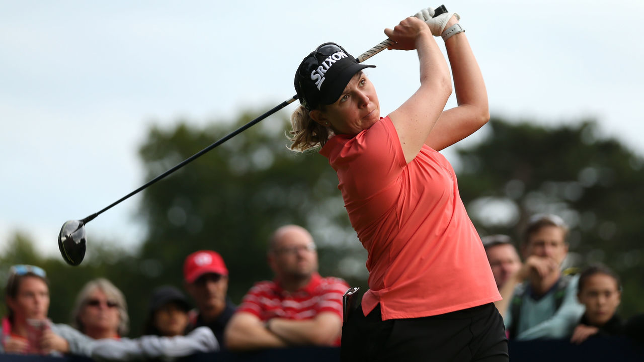 South Africa's Ashleigh Buhai putts on the eighteenth tee during day two of the AIG Women's British Open at Woburn Golf Club, Little Brickhill.