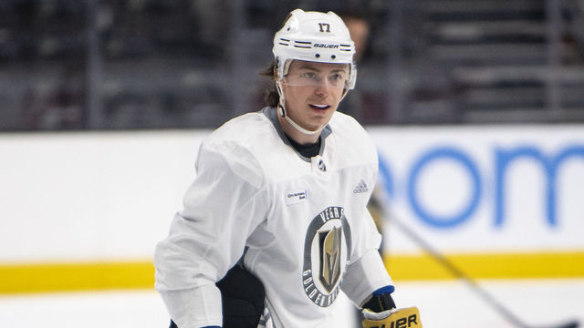 SAN JOSE, CA - APRIL 23: Nikita Gusev #17 of the Vegas Golden Knights skates during practice prior to Game Two of the Western Conference First Round during the 2019 Stanley Cup Playoffs at SAP Center on April 23, 2019 in San Jose, California.