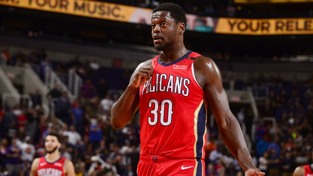 PHOENIX, AZ - APRIL 5: Julius Randle #30 of the New Orleans Pelicans looks on during the game agains the Phoenix Suns on April 5, 2019 at Talking Stick Resort Arena in Phoenix, Arizona. Mandatory Copyright Notice: Copyright 2019 NBAE