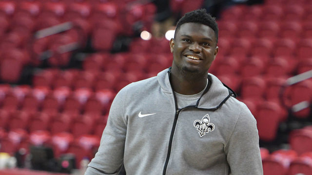 LAS VEGAS, NEVADA - JULY 14: Zion Williamson #1 of the New Orleans Pelicans warms up on the court before a semifinal game of the 2019 NBA Summer League against the Memphis Grizzlies at the Thomas & Mack Center on July 14, 2019 in Las Vegas, Nevada.