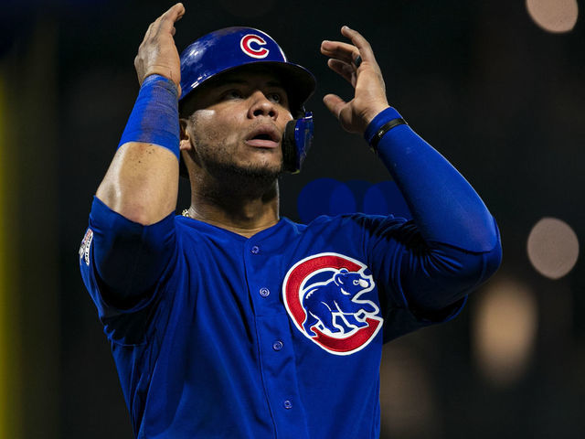 PITTSBURGH, PA - JULY 03: Chicago Cubs Catcher Willson Contreras (40) reacts to striking out during the MLB baseball game between the Chicago Cubs and the Pittsburgh Pirates on July 03, 2019 at PNC Park in Pittsburgh, PA.