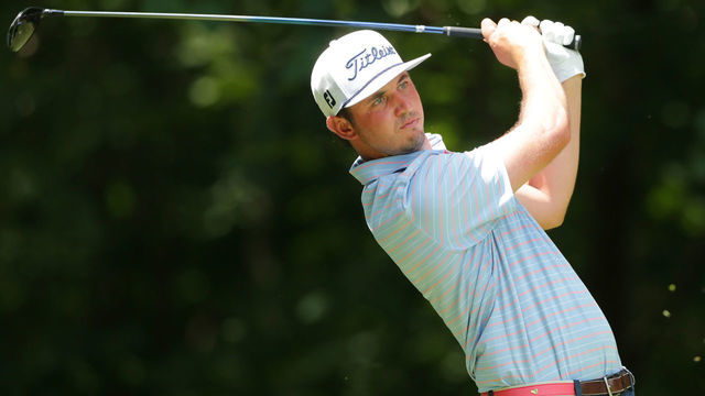 GREENSBORO, NORTH CAROLINA - AUGUST 04: J.T. Poston plays his shot from the second tee during the final round of the Wyndham Championship at Sedgefield Country Club on August 04, 2019 in Greensboro, North Carolina.