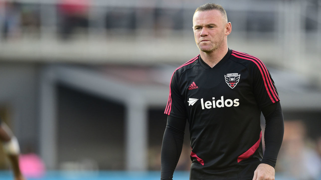WASHINGTON, DC - AUGUST 04: Wayne Rooney #9 of D.C. United warms up before a game against the Philadelphia Union at Audi Field on August 4, 2019 in Washington, DC.