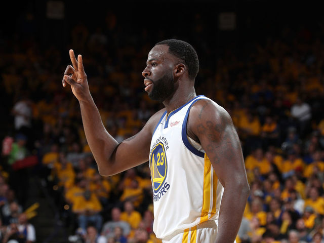 OAKLAND, CA - JUNE 5: Draymond Green #23 of the Golden State Warriors reacts to a play during Game Three of the NBA Finals against the Toronto Raptors on June 5, 2019 at ORACLE Arena in Oakland, California. NOTE TO USER: User expressly acknowledges and agrees that, by downloading and/or using this photograph, user is consenting to the terms and conditions of Getty Images License Agreement. Mandatory Copyright Notice: Copyright 2019 NBAE