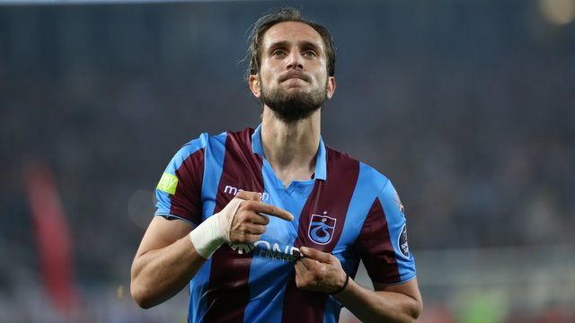 TRABZON, TURKEY - MAY 18: Yusuf Yazici of Trabzonspor celebrates after scoring a goal during Turkish Super Lig soccer match between Trabzonspor and Besiktas at the Medical Park Stadium in Trabzon, Turkey on May 18, 2019.