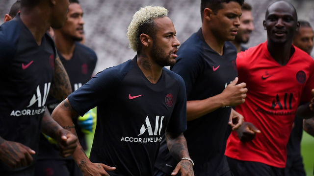 SHENZHEN, CHINA - AUGUST 02: Neymar Jr of Paris Saint-Germain looks on during a training session ahead of the French Trophy of Champions football match between Rennes and Paris Saint-Germain at Shenzhen Universiadg Sports Center stadium on August 2, 2019 in Shenzhen, China.