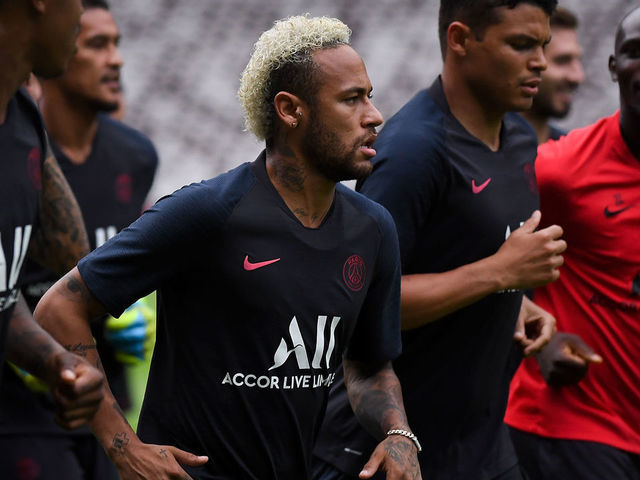 SHENZHEN, CHINA - AUGUST 02: Neymar Jr of Paris Saint-Germain looks on during a training session ahead of the French Trophy of Champions football match between Rennes and Paris Saint-Germain at Shenzhen Universiadg Sports Center stadium on August 2, 2019 in Shenzhen, China.