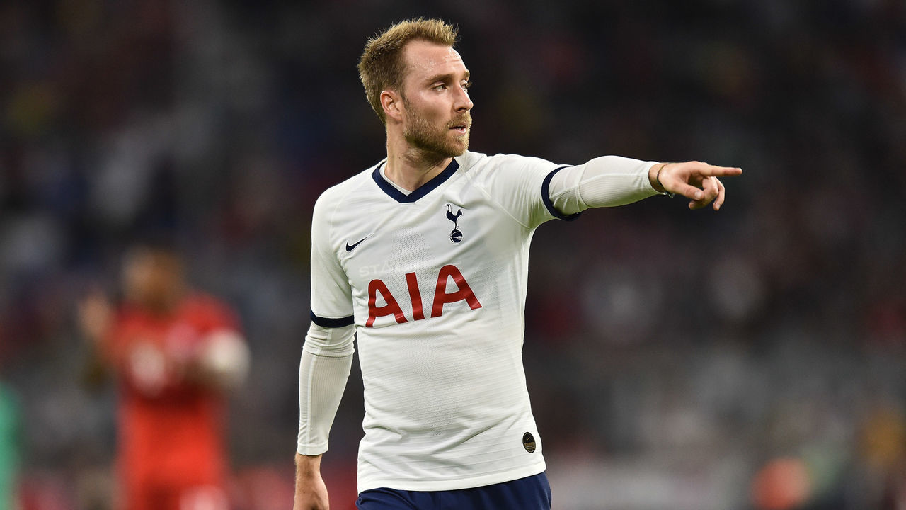 MUNICH, GERMANY - JULY 31: Christian Eriksen of Tottenham Hotspur reacts during the Audi cup 2019 final match between Tottenham Hotspur and Bayern Muenchen at Allianz Arena on July 31, 2019 in Munich, Germany.
