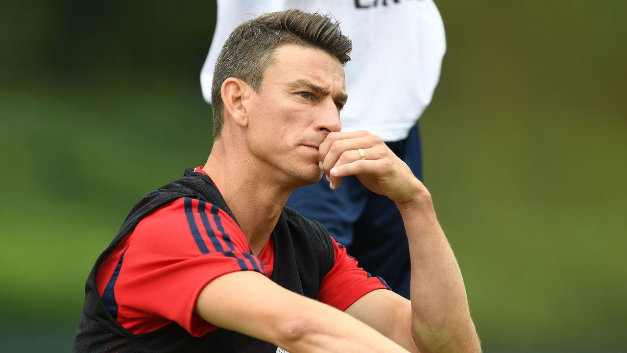 ST ALBANS, ENGLAND - JULY 06: Laurent Koscielny of Arsenal during a training session at London Colney on July 06, 2019 in St Albans, England.