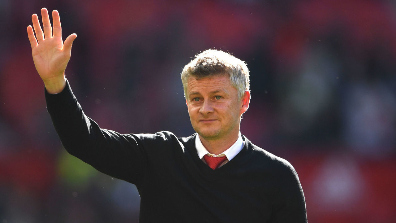 MANCHESTER, ENGLAND - MAY 12: United manager Ole Gunnar Solskjaer waves to the crowd after the Premier League match between Manchester United and Cardiff City at Old Trafford on May 12, 2019 in Manchester, United Kingdom.