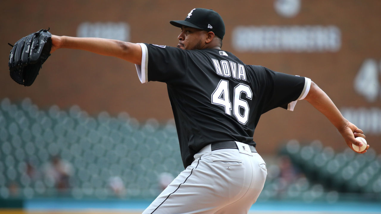 DETROIT, MICHIGAN - AUGUST 07: Ivan Nova #46 of the Chicago White Sox throws a first inning pitch while playing the Detroit Tigers at Comerica Park on August 07, 2019 in Detroit, Michigan.