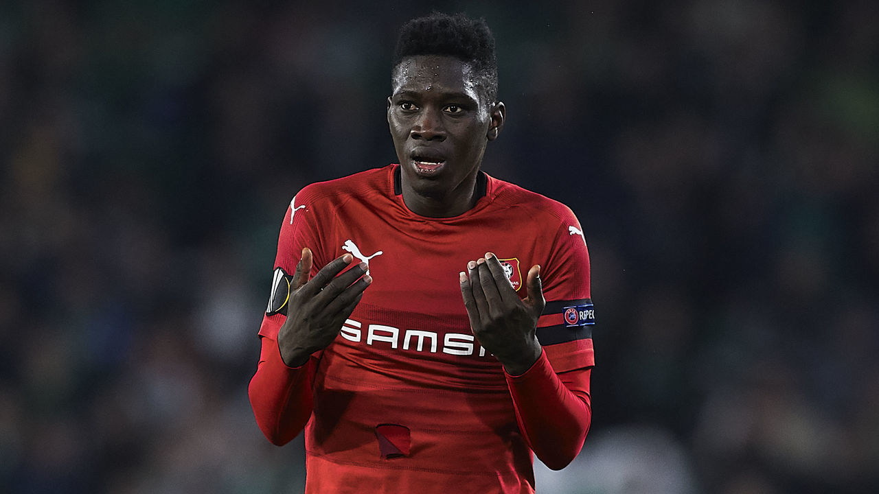SEVILLE, SPAIN - FEBRUARY 21: Ismaila Sarr of Stade Rennais looks on during the UEFA Europa League Round of 32 Second Leg match between Real Betis v Stade Rennais at Estadio Benito Villamarin on February 21, 2019 in Seville, Spain.