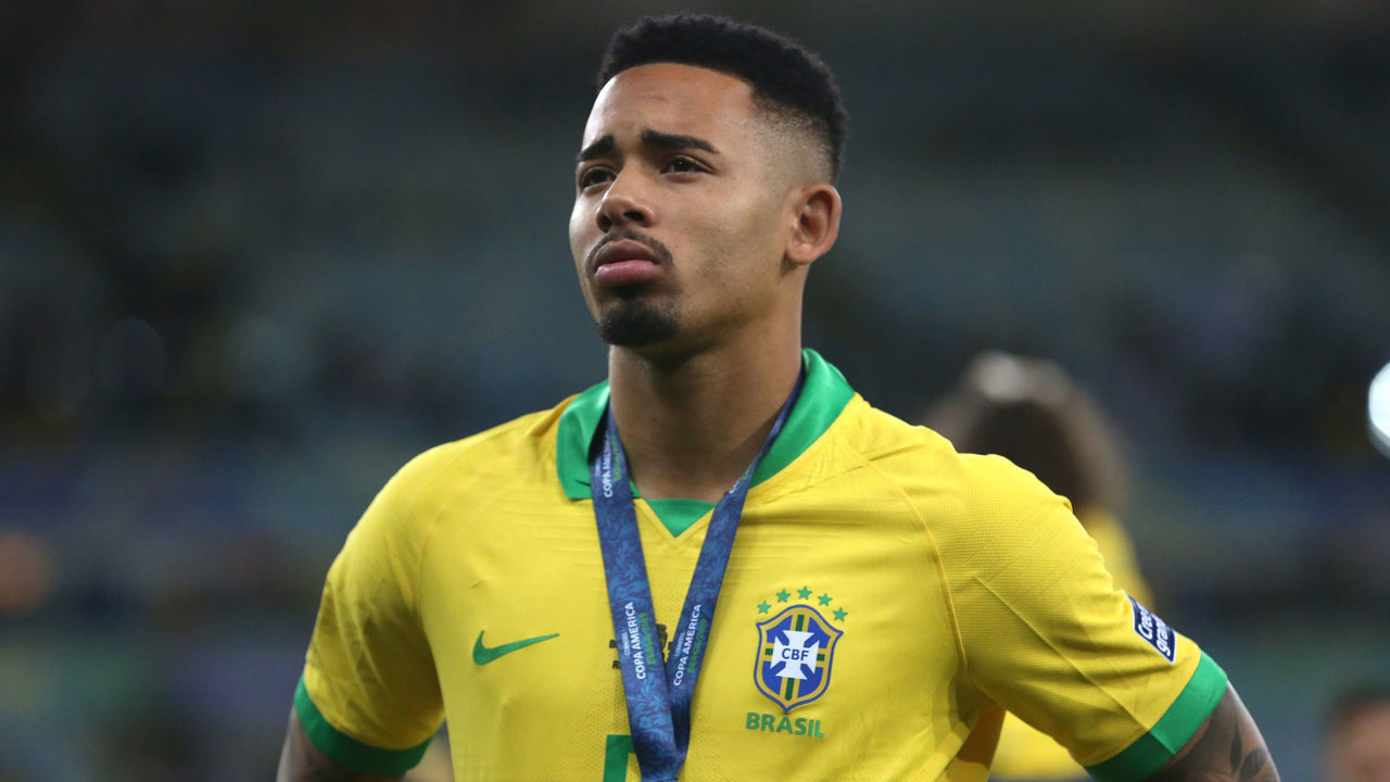 RIO DE JANEIRO, BRAZIL - JULY 07: Gabriel Jesus of Brazil looks on during the Copa America Brazil 2019 Final match between Brazil and Peru at Maracana Stadium on July 07, 2019 in Rio de Janeiro, Brazil.