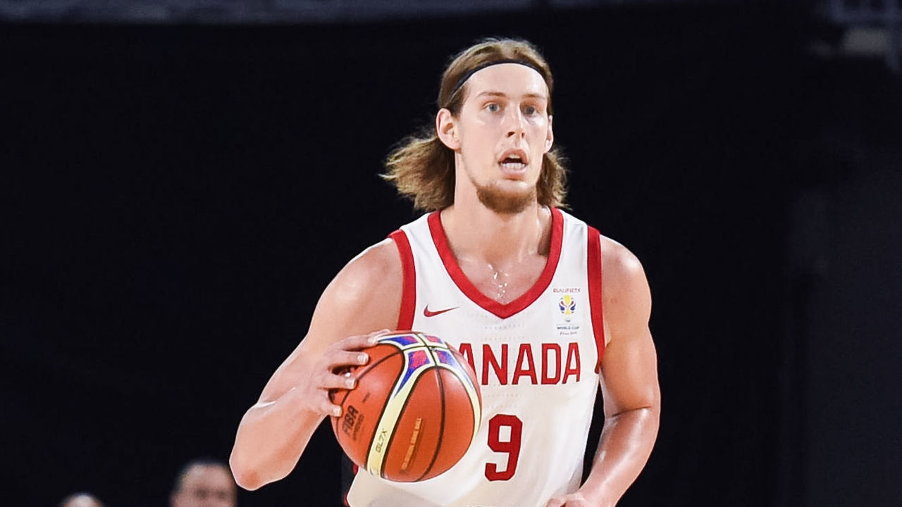 LAVAL, QC - SEPTEMBER 13: Look on Canada forward Kelly Olynyk (9) during the Brazil versus Canada FIBA Basketball WC Qualifier game on September 13, 2018, at Bell Place in Laval, QC