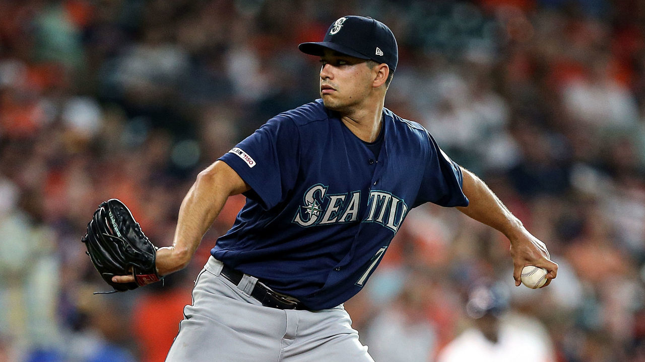 HOUSTON, TEXAS - AUGUST 03: Marco Gonzales #7 of the Seattle Mariners at Minute Maid Park on August 03, 2019 in Houston, Texas.