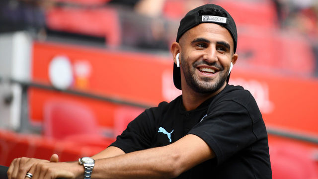 LONDON, ENGLAND - AUGUST 04: Riyad Mahrez of Manchester City looks on prior to the FA Community Shield match between Liverpool and Manchester City at Wembley Stadium on August 04, 2019 in London, England.