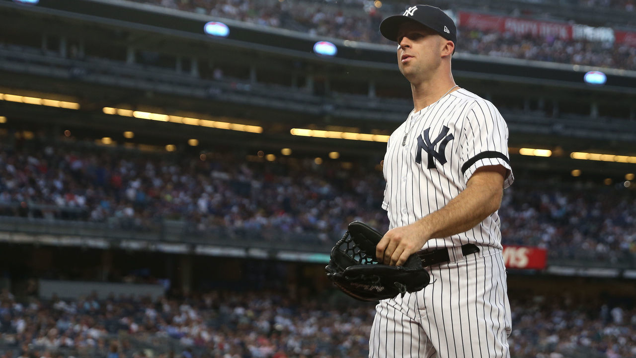 NEW YORK, NEW YORK - JUNE 24: Brett Gardner #11 of the New York Yankees heads to the dugout during a game against the Toronto Blue Jays at Yankee Stadium on June 24, 2019 in New York City.