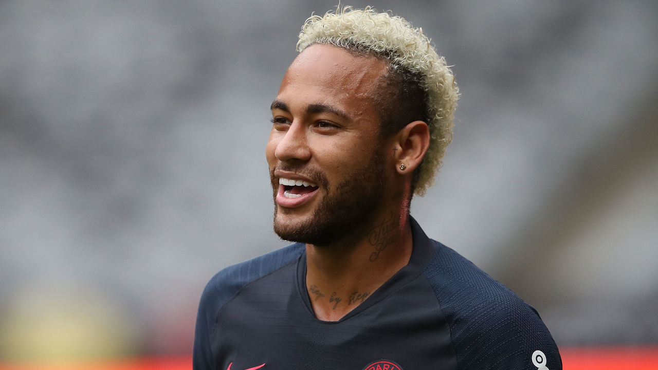 SHENZHEN, CHINA - AUGUST 02: Neymar Jr of Paris Saint-Germain looks during the training session ahead of the French Trophy of Champions football match between Rennes and Paris Saint-Germain at Shenzhen Universiadg Sports Center stadium on August 2, 2019 in Shenzhen, China.