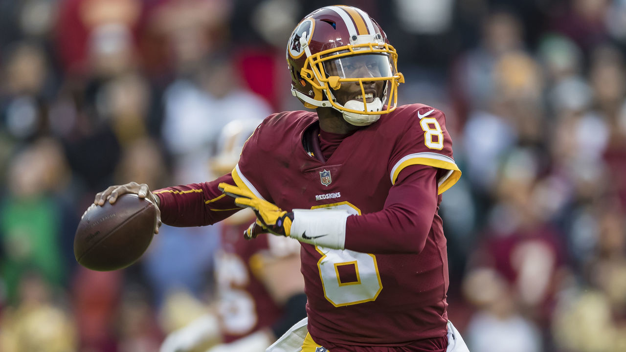 LANDOVER, MD - DECEMBER 30: Josh Johnson #8 of the Washington Redskins attempts a pass against the Philadelphia Eagles during the first half at FedExField on December 30, 2018 in Landover, Maryland.