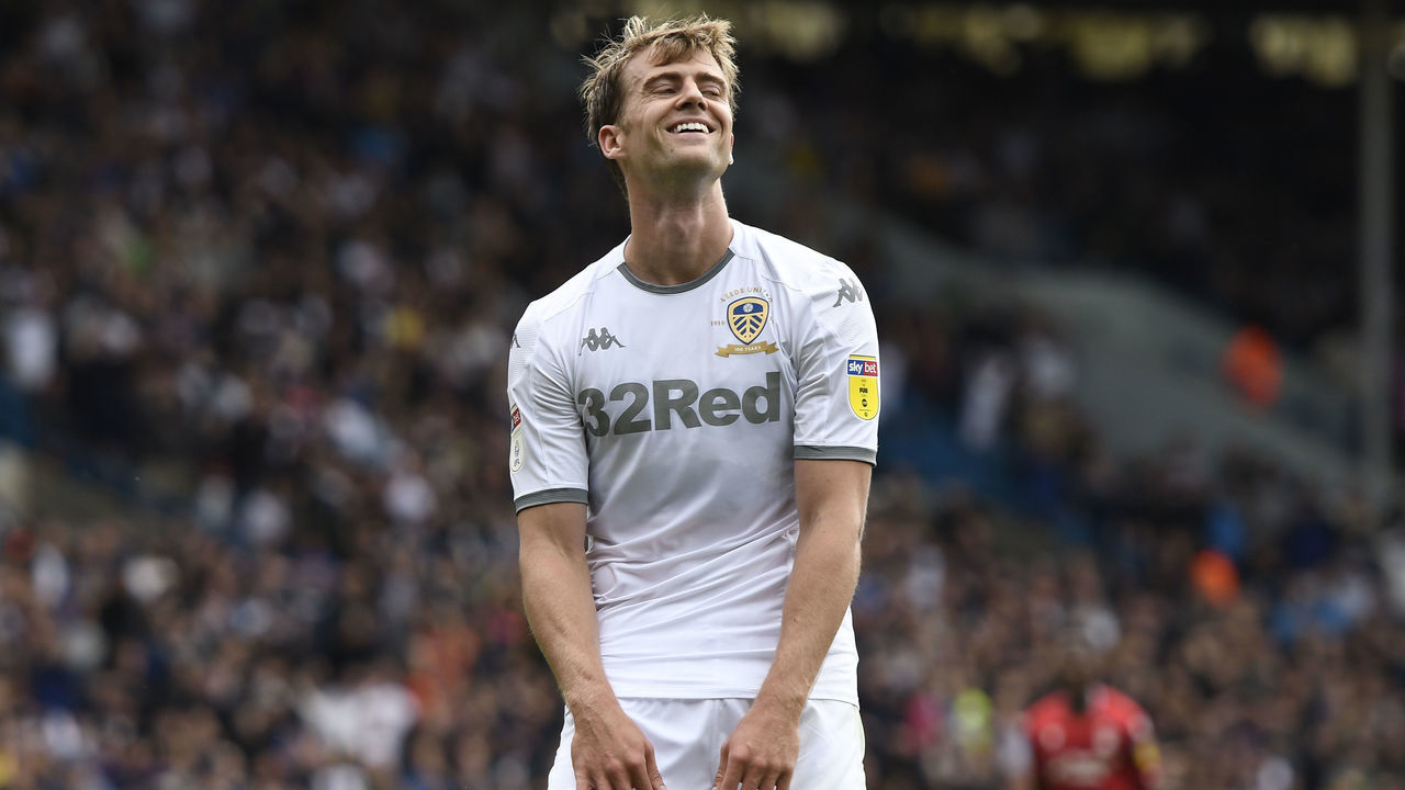 LEEDS, ENGLAND - AUGUST 10: Patrick Bamford of Leeds United reacts during the Sky Bet Championship match between Leeds United and Nottingham Forest at Elland Road on August 10, 2019 in Leeds, England.