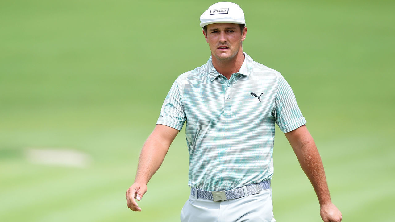 JERSEY CITY, NEW JERSEY - AUGUST 10: Bryson DeChambeau of the United States walks on the fifth hole during the third round of The Northern Trust at Liberty National Golf Club on August 10, 2019 in Jersey City, New Jersey.
