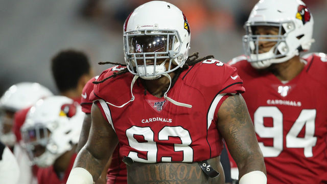 GLENDALE, ARIZONA - AUGUST 08: Defensive tackle Darius Philon #93 of the Arizona Cardinals warms up before the NFL preseason game against the Los Angeles Chargers at State Farm Stadium on August 08, 2019 in Glendale, Arizona. The Cardinals defeated the Chargers 17-13.