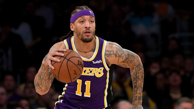 LOS ANGELES, CA - JANUARY 09: Michael Beasley #11 of the Los Angeles Lakers takes the ball down court during the game against the Detroit Pistons at Staples Center on January 9, 2019 in Los Angeles, California. NOTE TO USER: User expressly acknowledges and agrees that, by downloading and/or using this Photograph, user is consenting to the terms and conditions of the Getty Images License Agreement.