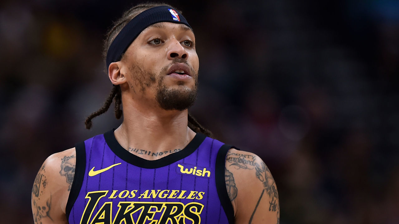 SALT LAKE CITY, UT - JANUARY 11: Michael Beasley #11 of the Los Angeles Lakers looks on in a NBA game against the Utah Jazz at Vivint Smart Home Arena on January 11, 2019 in Salt Lake City, Utah.
