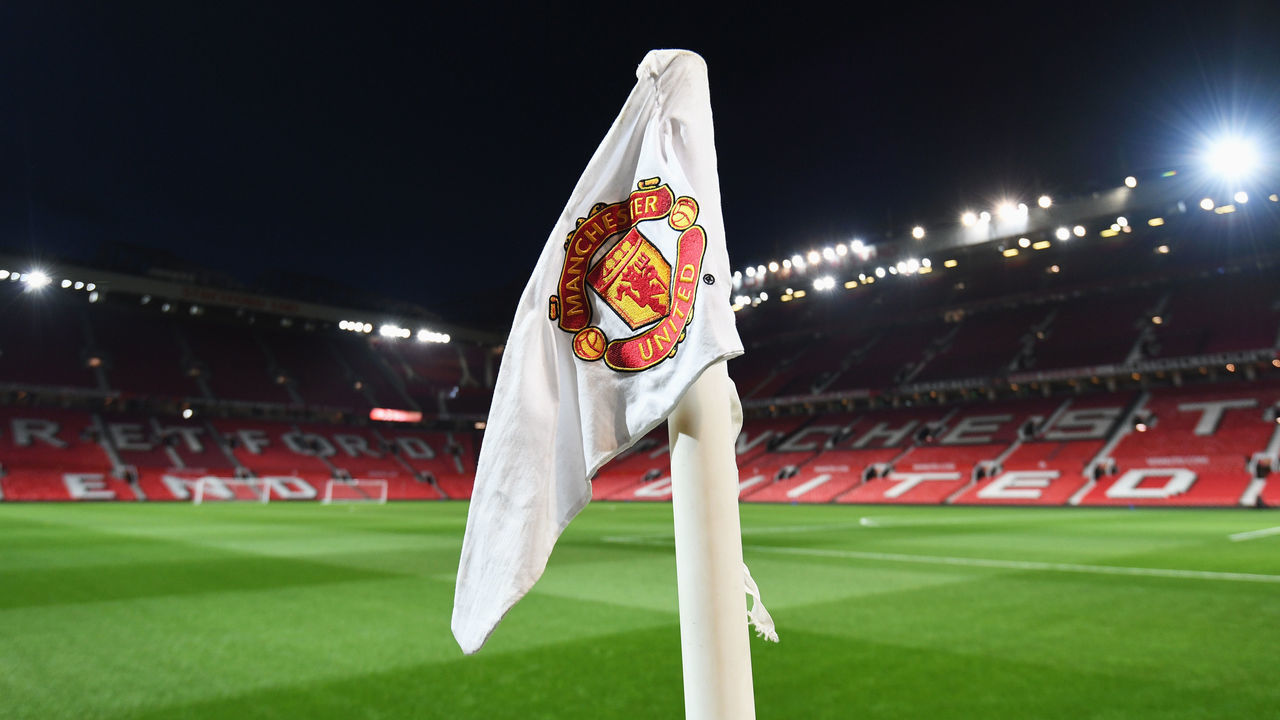 MANCHESTER, ENGLAND - JANUARY 05: A general view of a corner flag inside the stadium prior to the Emirates FA Cup Third Round match between Manchester United and Derby County at Old Trafford on January 5, 2018 in Manchester, England.