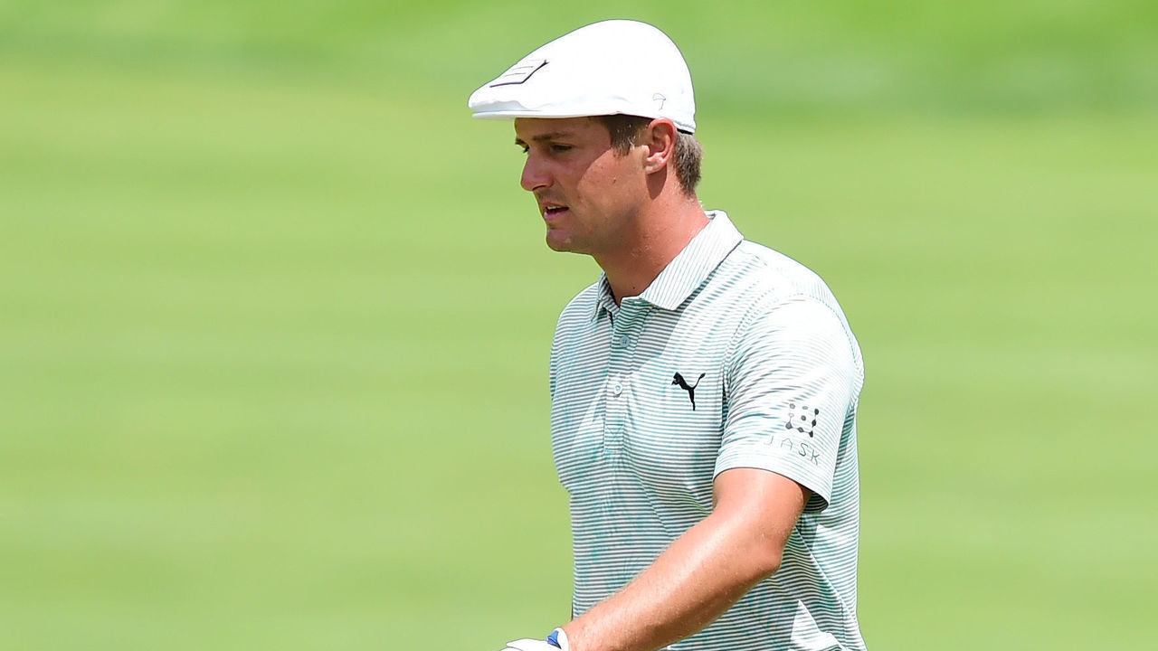 JERSEY CITY, NEW JERSEY - AUGUST 10: Bryson DeChambeau of the United States walks on the fifth hole during the third round of The Northern Trust at Liberty National Golf Club on August 10, 2019 in Jersey City, New Jersey.