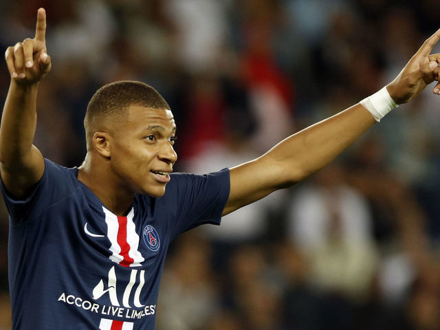 Kylian Mbappe during the Ligue 1 match between Paris Saint-Germain and Nimes Olympique at Parc des Princes on August 11, 2019 in Paris, France.