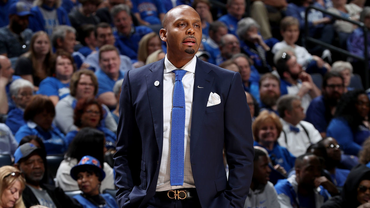 MEMPHIS, TN - MARCH 14: Penny Hardaway, head coach of the Memphis Tigers looks on from the sideline against the Tulane Green Wave during the first round of the American Athletic Conference Tournament on March 14, 2019 at FedExForum in Memphis, Tennessee. Memphis defeated Tulane 83-68.