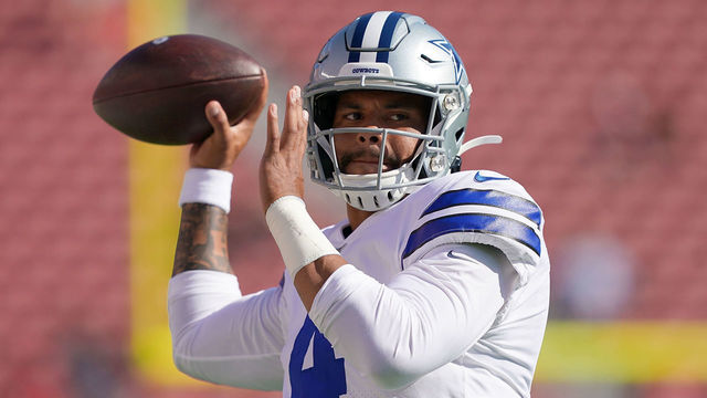 SANTA CLARA, CA - AUGUST 10: Dak Prescott #4 of the Dallas Cowboys throws passes during pregame warm ups prior to the start of an NFL preseason football game against the San Francisco 49ers at Levi's Stadium on August 10, 2019 in Santa Clara, California.