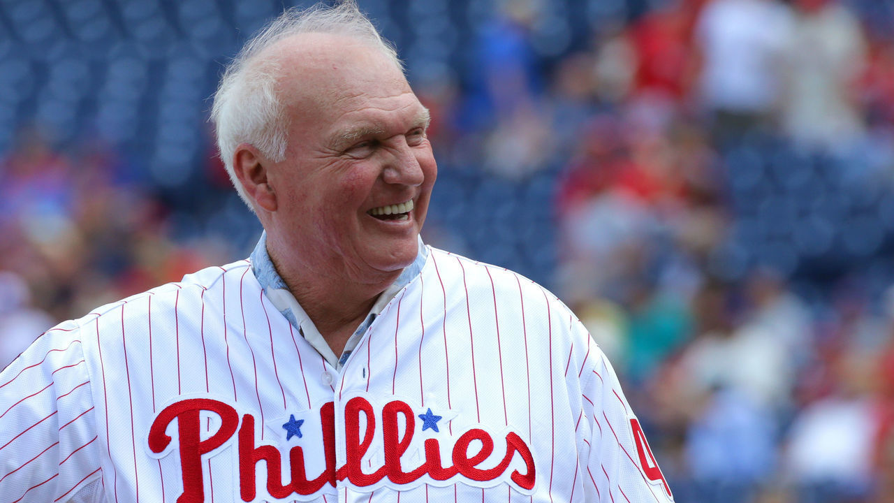 PHILADELPHIA, PA - AUGUST 13: Former Philadelphia Phillies manager, Charlie Manuel participates in Alumni Weekend ceremonies before a game between the Philadelphia Phillies and the New York Mets at Citizens Bank Park on August 13, 2017 in Philadelphia, Pennsylvania. The Mets won 6-2.