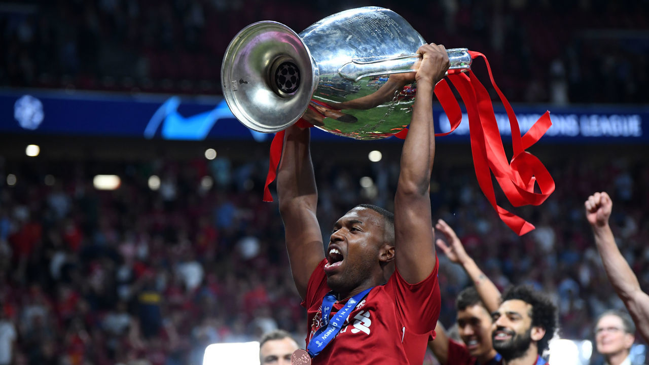 MADRID, SPAIN - JUNE 01: Daniel Strurridge of Liverpool celebrates with the trophy after the UEFA Champions League Final between Tottenham Hotspur and Liverpool at Estadio Wanda Metropolitano on June 01, 2019 in Madrid, Spain.