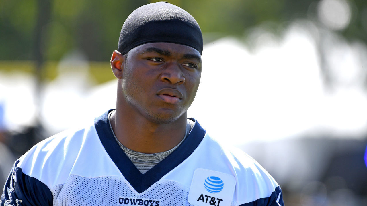 OXNARD, CA - JULY 28: Wide receiver Amari Cooper #19 of the Dallas Cowboys looks on during training camp drills on July 28, 2019 in Oxnard, California.