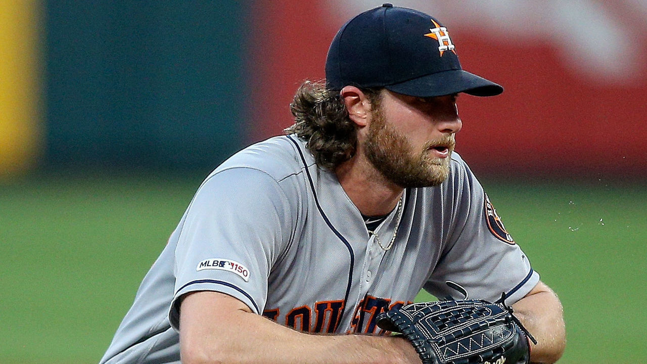 ST. LOUIS, MO - JULY 27: Gerrit Cole #45 of the Houston Astros stands up at the rear of the mound during the sixth inning against the St. Louis Cardinals at Busch Stadium on July 27, 2019 in St. Louis, Missouri.