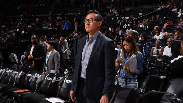 BROOKLYN, NY - MAY 9: The Brooklyn Nets and The New York Liberty Owner, Joseph C. Tsai, looks on prior to a game against the China National Team on May 9, 2019 at the Barclays Center in Brooklyn, New York. Mandatory Copyright Notice: Copyright 2019 NBAE