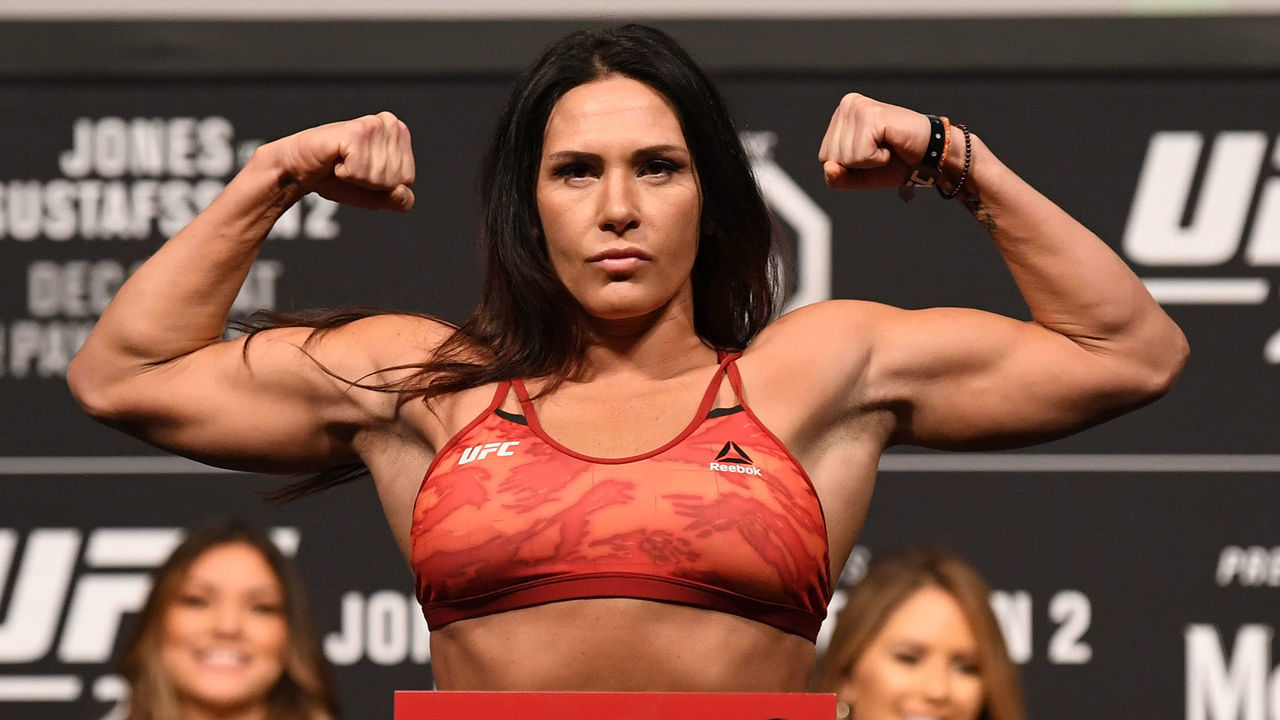 INGLEWOOD, CA - DECEMBER 28: Cat Zingano poses on the scale during the UFC 232 weigh-in inside The Forum on December 28, 2018 in Inglewood, California.