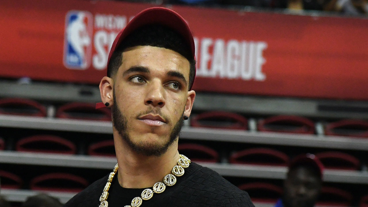 LAS VEGAS, NEVADA - JULY 05: NBA player Lonzo Ball attends a game between the Chicago Bulls and the Los Angeles Lakers during the 2019 NBA Summer League at the Thomas & Mack Center on July 5, 2019 in Las Vegas, Nevada.
