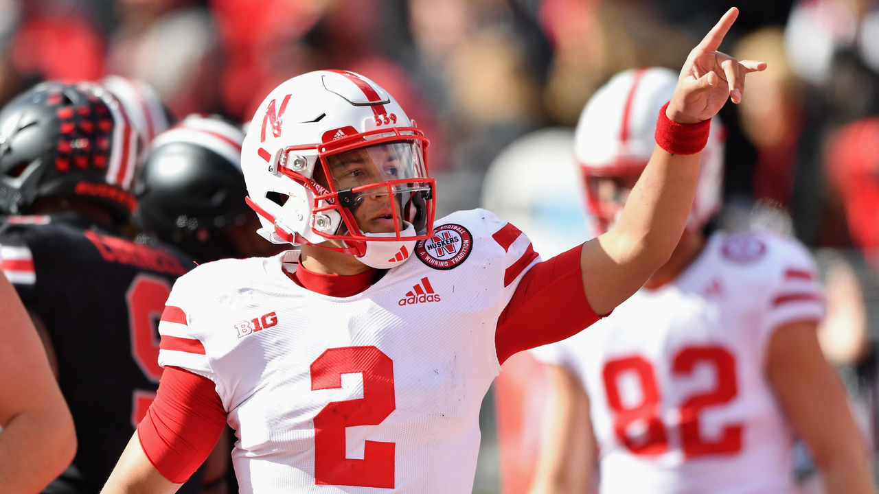 COLUMBUS, OH - NOVEMBER 3: Quarterback Adrian Martinez #2 of the Nebraska Cornhuskers celebrates after scoring on a two-yard touchdown run in the second quarter against the Ohio State Buckeyes at Ohio Stadium on November 3, 2018 in Columbus, Ohio.