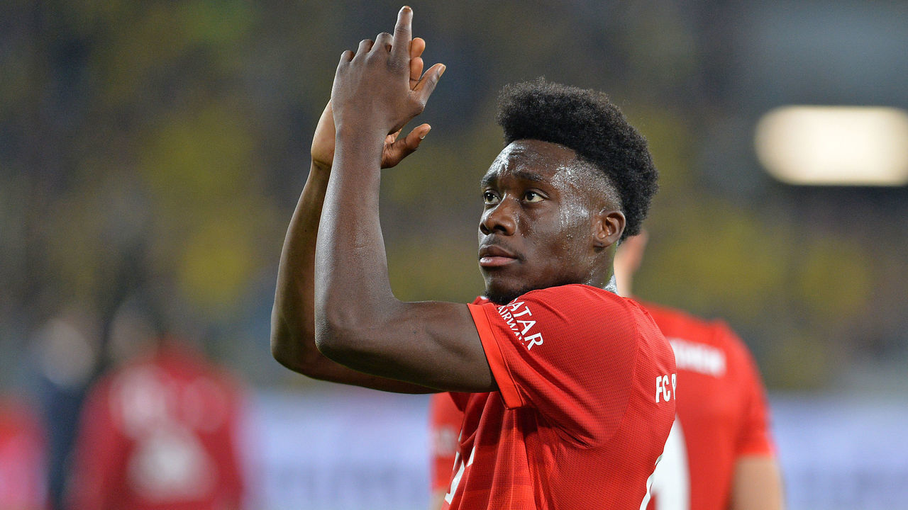 DORTMUND, GERMANY - AUGUST 03: Alphonso Davies of FC Bayern Muenchen gestures after the DFL Supercup 2019 match between Borussia Dortmund and FC Bayern Muenchen at Signal Iduna Park on August 3, 2019 in Dortmund, Germany.