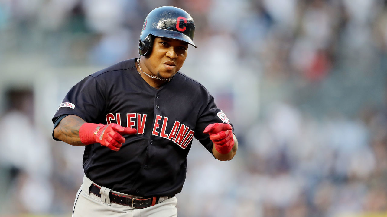 NEW YORK, NEW YORK - AUGUST 15: Jose Ramirez #11 of the Cleveland Indians rounds the bases after he hit a grand slam in the first inning against the New York Yankees at Yankee Stadium on August 15, 2019 in the Bronx borough of New York City.