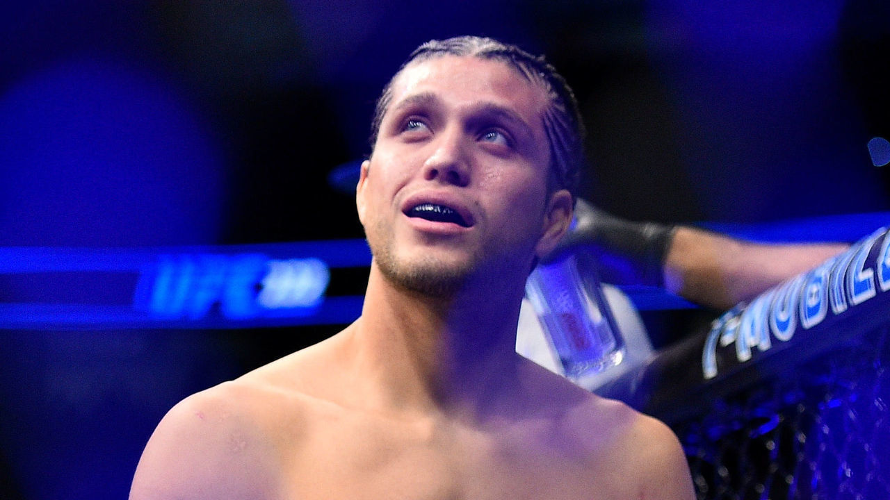 LAS VEGAS, NV - MARCH 03: Brian Ortega prepares to fight Frankie Edgar in their featherweight bout during the UFC 222 event inside T-Mobile Arena on March 3, 2018 in Las Vegas, Nevada.