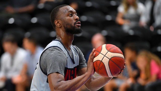 EL SEGUNDO, CA - AUGUST 15: Kemba Walker #26 shoots a free throw during the 2019 USA Men's National Team World Cup training camp at UCLA Health Training Center on August 15, 2019 in El Segundo, California.
