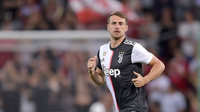 TRIESTE, ITALY - AUGUST 17: Aaron Ramsey of Juventus in action during Triestina v Juventus pre season friendly match at Stadio Nereo Rocco on August 17, 2019 in Trieste, Italy.