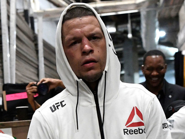 ANAHEIM, CALIFORNIA - AUGUST 17: Nate Diaz waits backstage during the UFC 241 event at the Honda Center on August 17, 2019 in Anaheim, California.