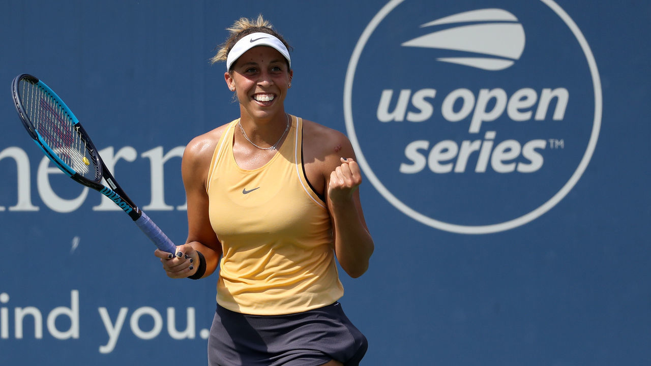 MASON, OHIO - AUGUST 18: Madison Keys of the United States celebrates match point after defeating Svetlana Kuznetsova of Russia during the Women's Final of the Western and Southern Open at Lindner Family Tennis Center on August 18, 2019 in Mason, Ohio.